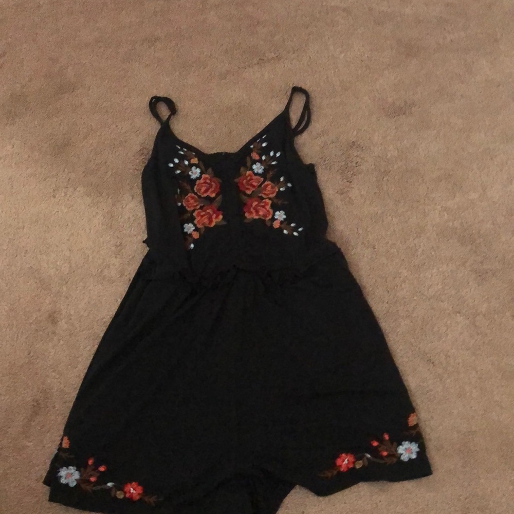 Black floral romper